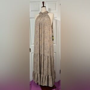 Vince Camuto Halter Dress size 3x Beige Leopard Print Maxi